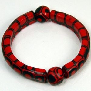 Red Bangle accentuated with Black Dots  Bracelet